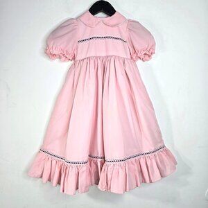 Vintage Handmade Peter Pan Collar Prairie Cottagecore Blush Pink Long Dress